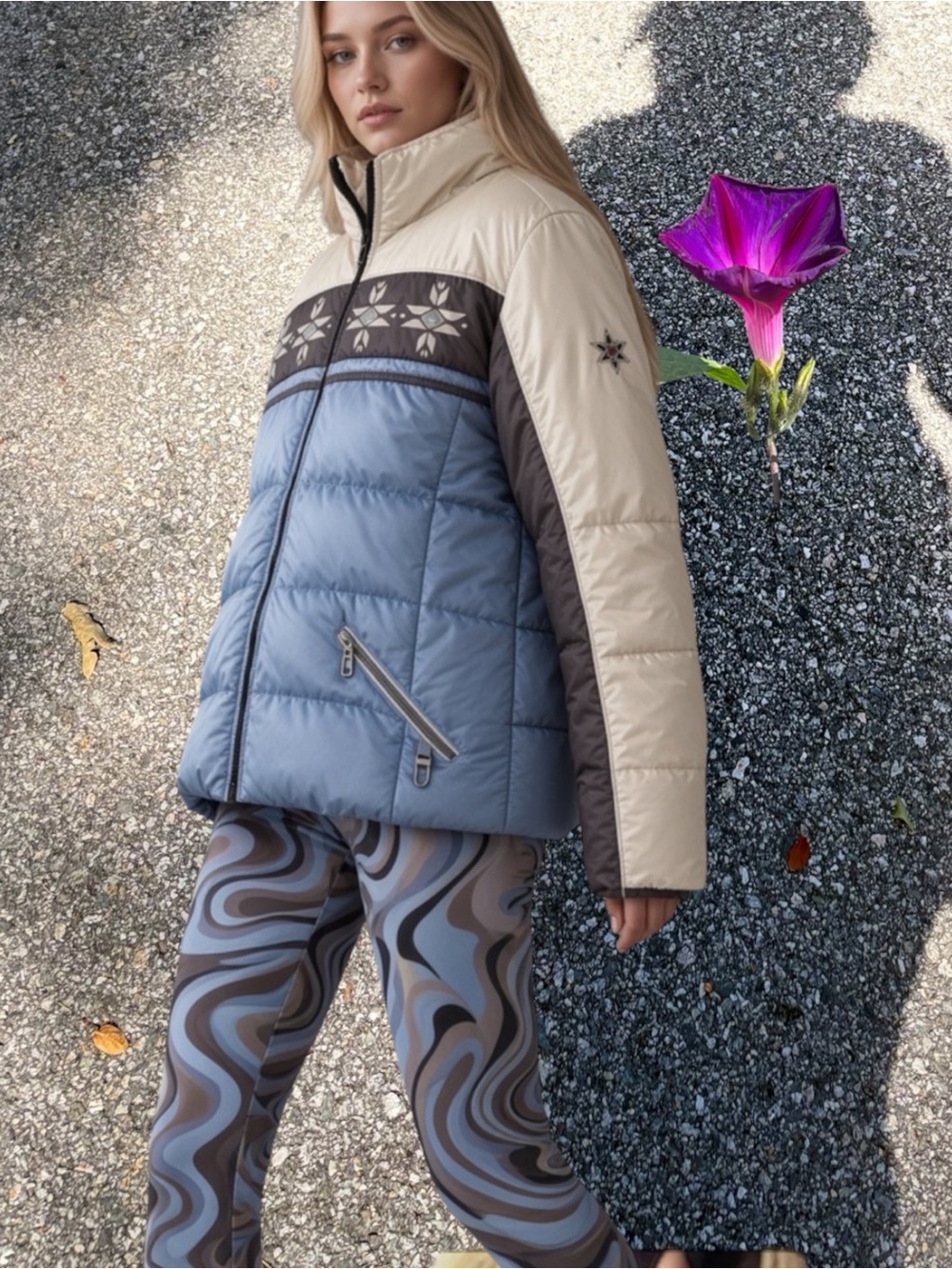 🍁❄️🍁Bogner Blue &Cream Stars Ski Puffer Jacket🍁